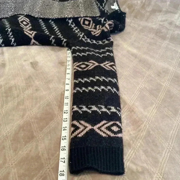 Garnet Hill Waterfall Open Front Cardigan Sweater, Black & Cream in Size Small. - Picture 11 of 12